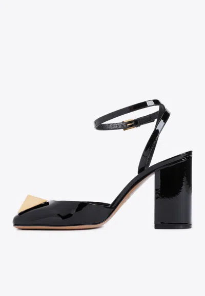 Shop Valentino 90 One Stud Patent Leather Pumps In Black