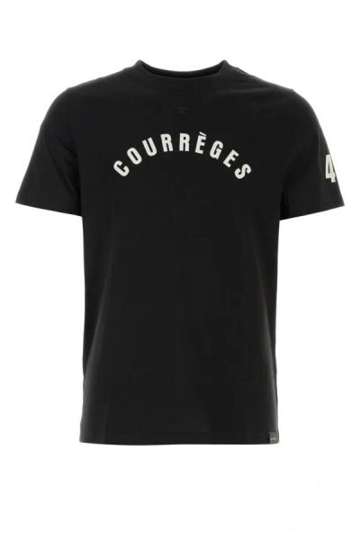 Shop Courrèges Courreges Man Black Cotton T-shirt