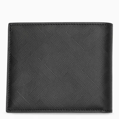 Shop Fendi Shadow Diagonal Bi-fold Black Leather Wallet Men