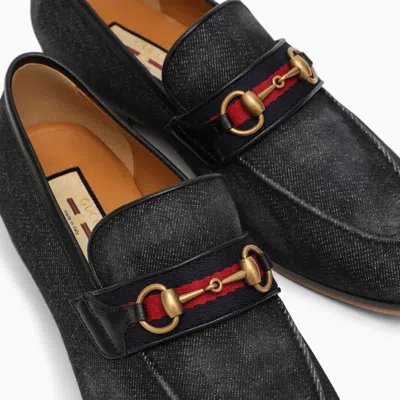Shop Gucci Black Denim Loafer With Horsebit Men
