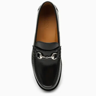 Shop Gucci Black Leather Loafer With Horsebit Men In White