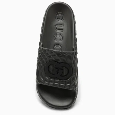 Shop Gucci Black Sandal Slider With Gg Men