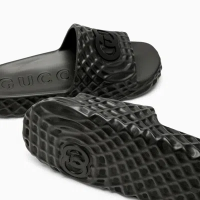Shop Gucci Black Sandal Slider With Gg Men