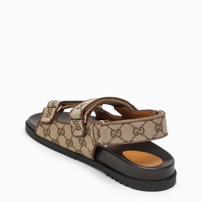 Shop Gucci Low Sandal In Beige Gg Fabric Women In Cream