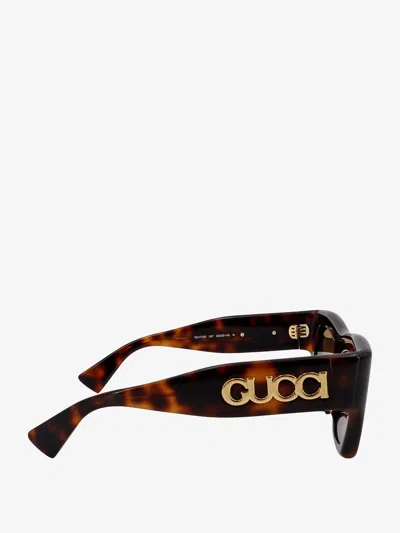 Shop Gucci Woman Sunglasses Woman Brown Sunglasses