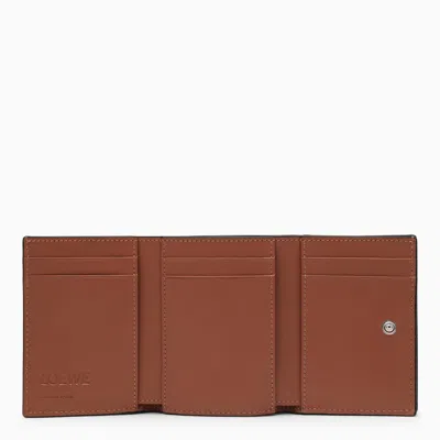 Shop Loewe Anagram Brown Grained Leather Trifold Wallet Women In Orange