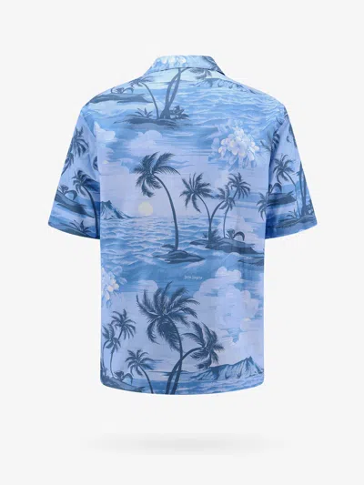 Shop Palm Angels Man Shirt Man Blue Shirts