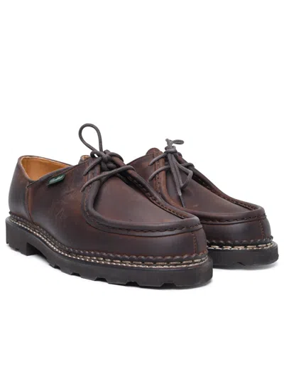Shop Paraboot 'michael' Brown Leather Derby Shoes Man