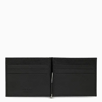 Shop Prada Black Leather Billfold Wallet Men In Brown