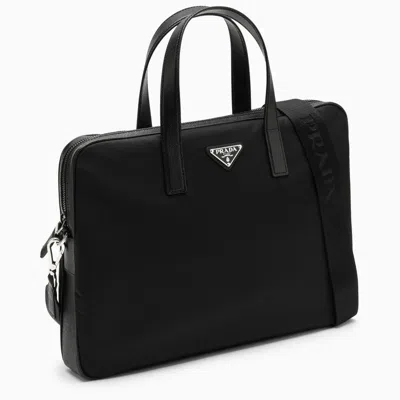 Shop Prada Black Re-nylon Briefcase Men In Brown