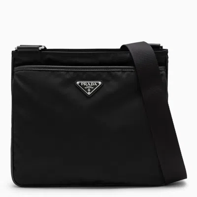 Shop Prada Black Re-nylon Messenger Bag Men In Brown