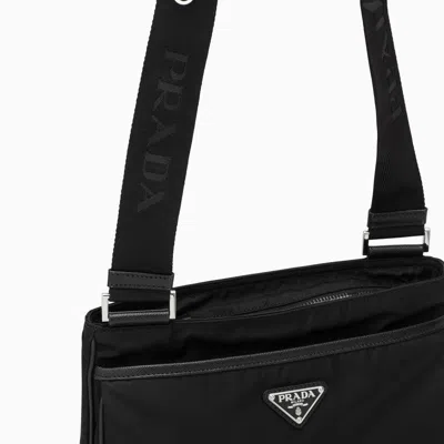 Shop Prada Black Re-nylon Messenger Bag Men In Brown