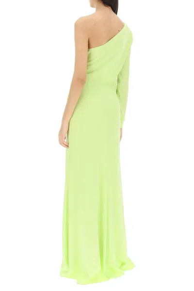 Shop Roland Mouret Asymmetric Stretch Silk Gown With Cut-out Detail Women In Green
