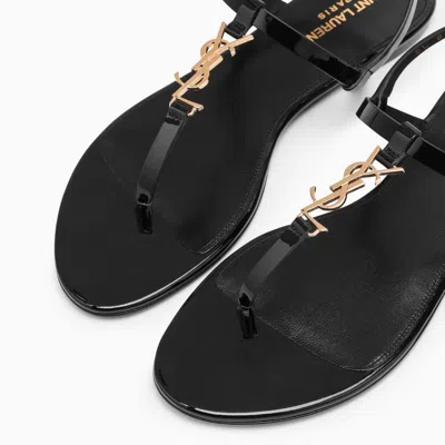 Shop Saint Laurent Black Patent Leather Cassandra Sandal Women