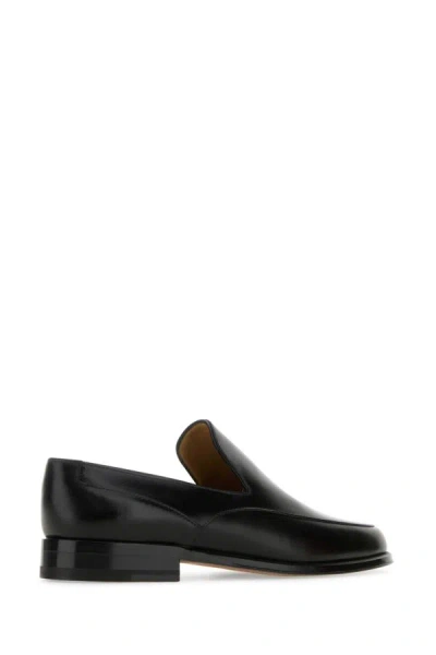 Shop The Row Woman Black Leather Enzo Loafers