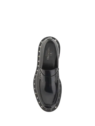 Shop Valentino Garavani Men  Garavani Rockstud M-way Loafers In Black