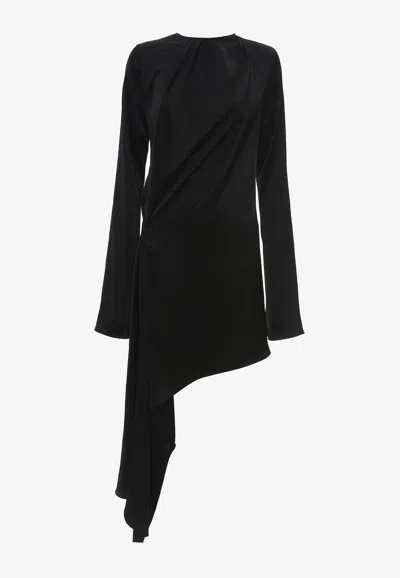 Shop Jw Anderson Asymmetric Midi Dress In Black