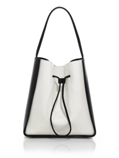 3.1 Phillip Lim Soleil Large Two-tone Leather Drawstring Bucket Bag In Ivory-black