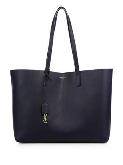 Shop Saint Laurent Large Shopping Tote Smooth Leather In Blue