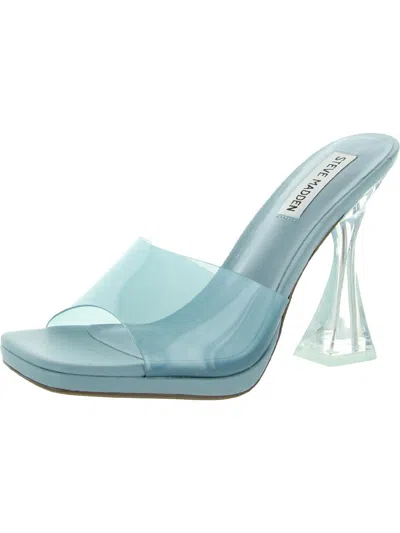 Shop Steve Madden Lipa Womens Slip On Square Toe Heel Sandals In Blue