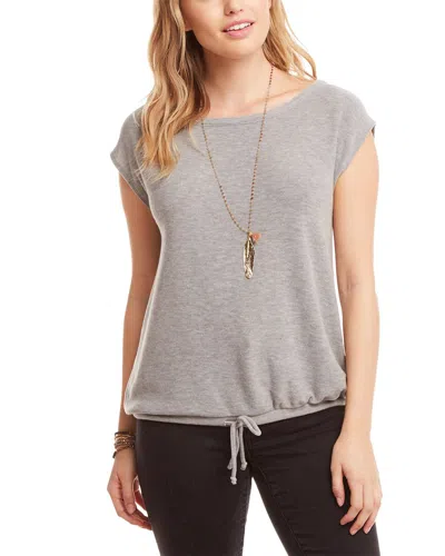 Shop Chaser Cozy Knit Drawstring Waist Easy Pullover In Grey
