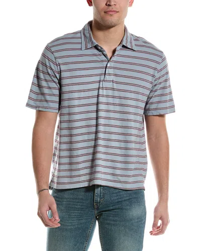 Shop Save Khaki United Stripe Polo Shirt In Blue