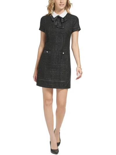 Shop Karl Lagerfeld Womens Shimmer Bow Neck Sheath Dress In Grey