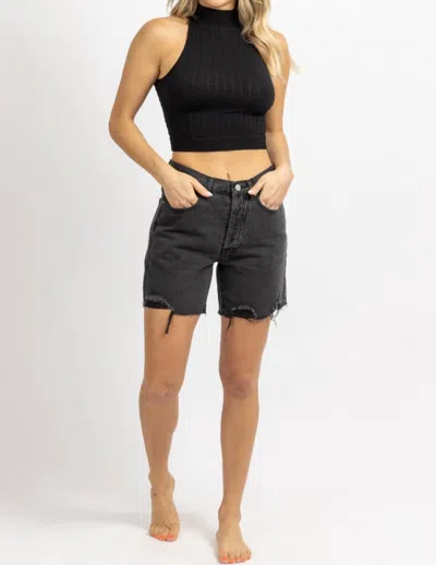 Signature8 Mid-thigh Denim Short In Washed Black In Black