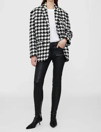 Shop Anine Bing Quinn Houndstooth Blazer In Black And White In Multi