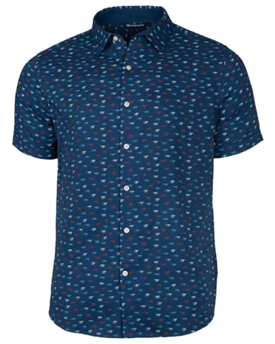 Shop Cutter & Buck Windward Daub Print Shirt In Blue