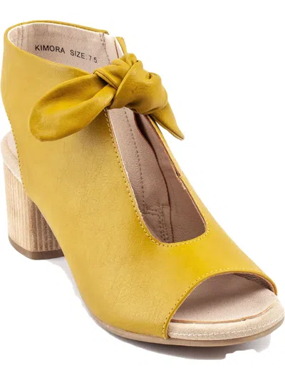 Shop Good Choice Kimora Womens Faux Leather Bow Peep-toe Heels In Yellow