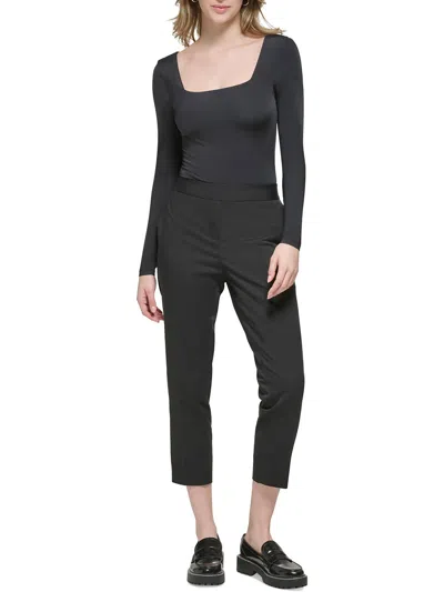 Shop Calvin Klein Womens Square Neck Fitted Bodysuit In Black