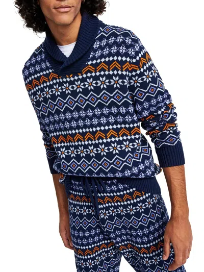 Shop Sun + Stone Mens Cotton Shawl Neck Pullover Sweater In Blue