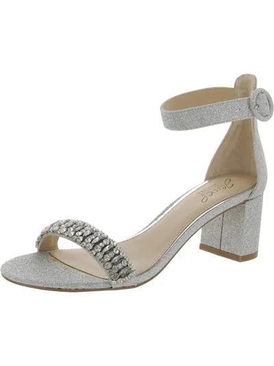 Shop Jewel Badgley Mischka James Womens Microfiber Embellished Heels In Silver