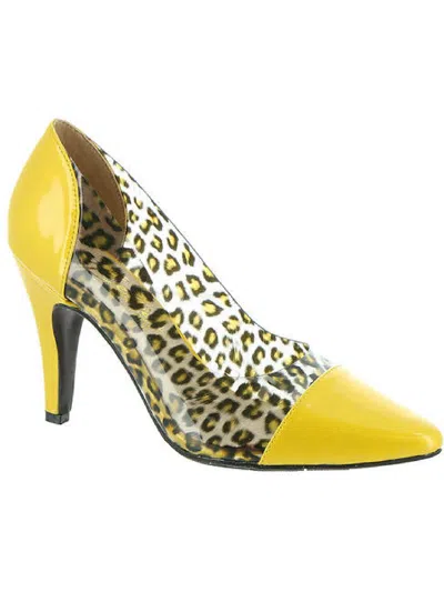 Shop Beacon Paulina Womens Animal Print Pointed Toe Pumps In Yellow