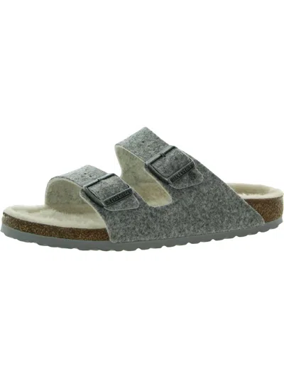 Shop Birkenstock Arizona Wool Womens Cork Insole Slip On Footbed Sandals In Grey