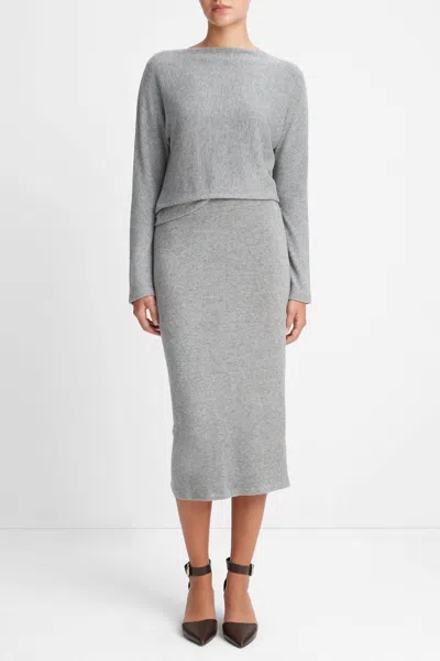 Shop Vince Cozy Midi Skirt In Silver Dust In Multi