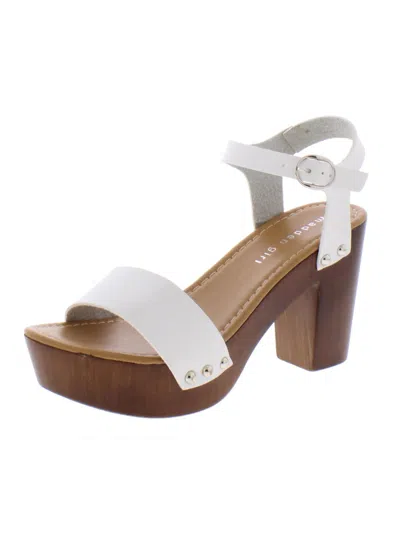 Shop Madden Girl Lifft Womens Faux Leather Block Heel Platform Sandals In White