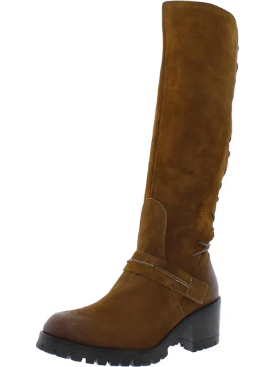 Shop Miz Mooz Mayer Womens Suede Stacked Heel Knee-high Boots In Brown