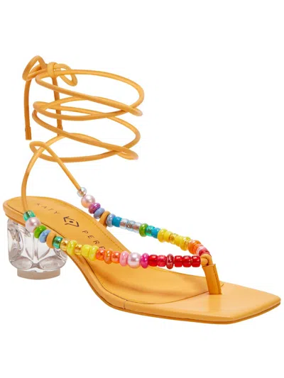 Shop Katy Perry The Cubie Bead Womens Faux Leather Ankle Tie Slingback Sandals In Multi