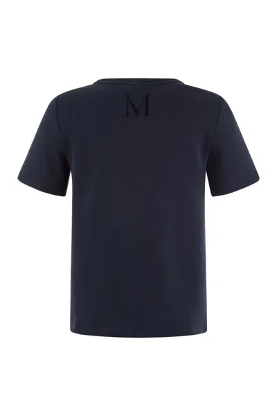 Shop 's Max Mara Fianco - Scuba Jersey T-shirt With Logo In Marine Blue