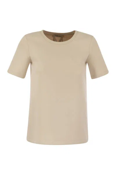 Shop 's Max Mara Fianco - Scuba Jersey T-shirt With Logo In Ivory