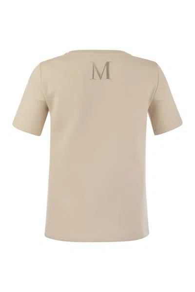 Shop 's Max Mara Fianco - Scuba Jersey T-shirt With Logo In Ivory
