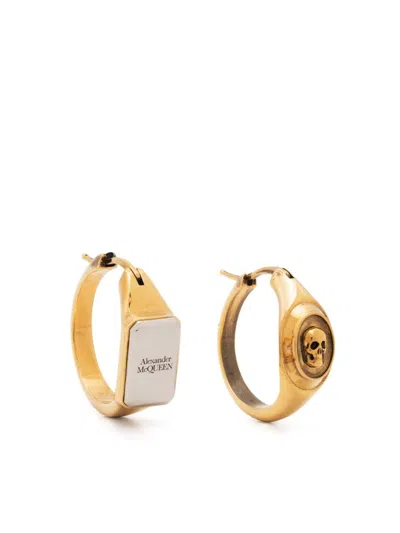 Shop Alexander Mcqueen Hoops Earrings In Golden