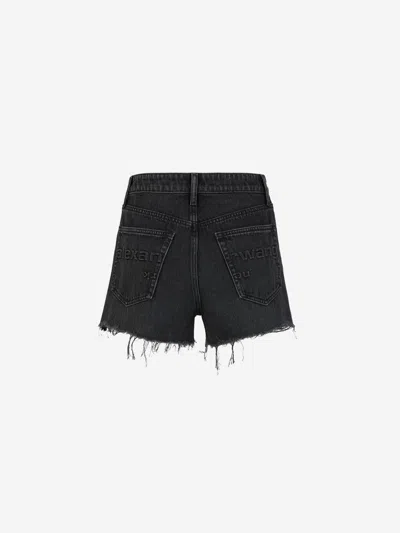 Shop Alexander Wang Cotton Denim Shorts In Frayed Hem