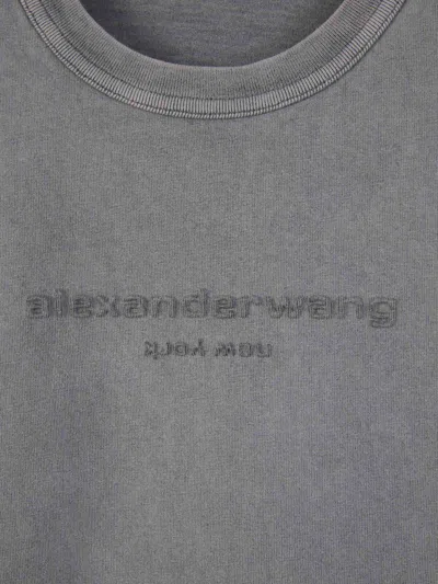 Shop Alexander Wang Cropped Logo T-shirt In Acid Wash Design