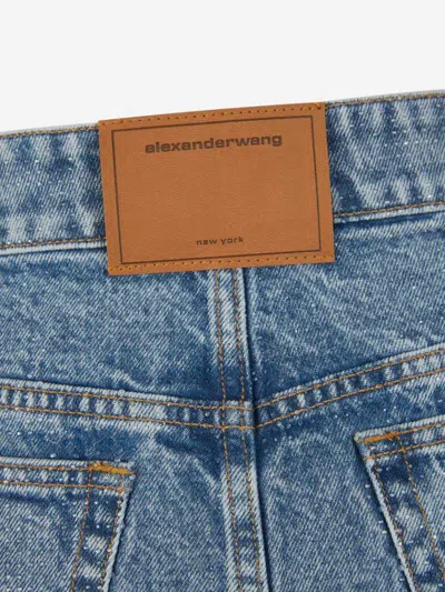 Shop Alexander Wang Hotfix Denim Mini Skirt In Subtle Glitter Detail Via Hotfix