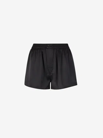Shop Alexander Wang Satin Cotton Bermuda Shorts In Boxer Style Design