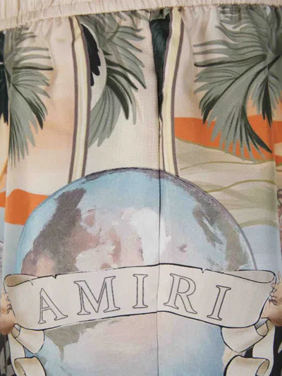 Shop Amiri Cherub Silk Bermudas In Fantasy Motif