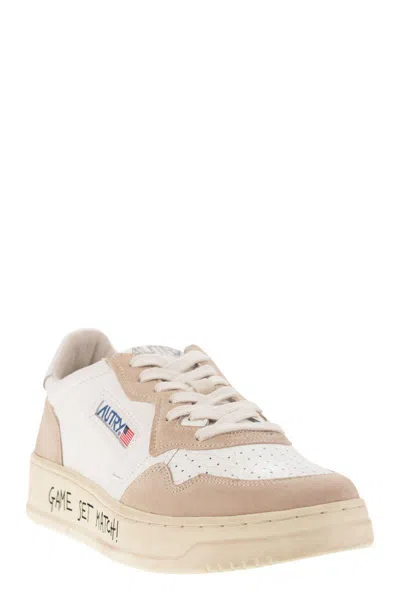 Shop Autry Medalist Low - Leather And Suede Sneakers In White/beige